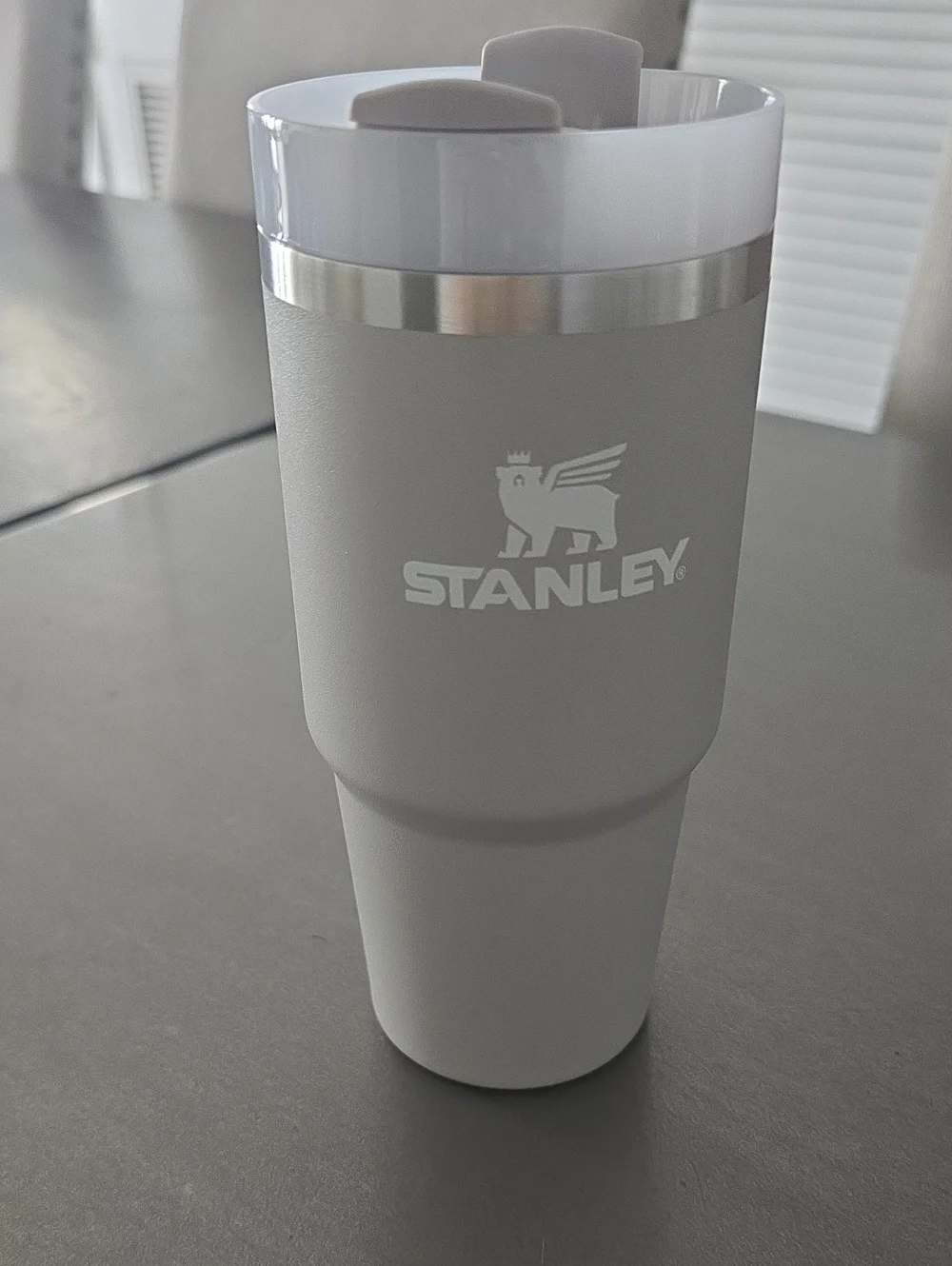 14oz Stanley Light Gray Insulated Travel Mug with White Lid